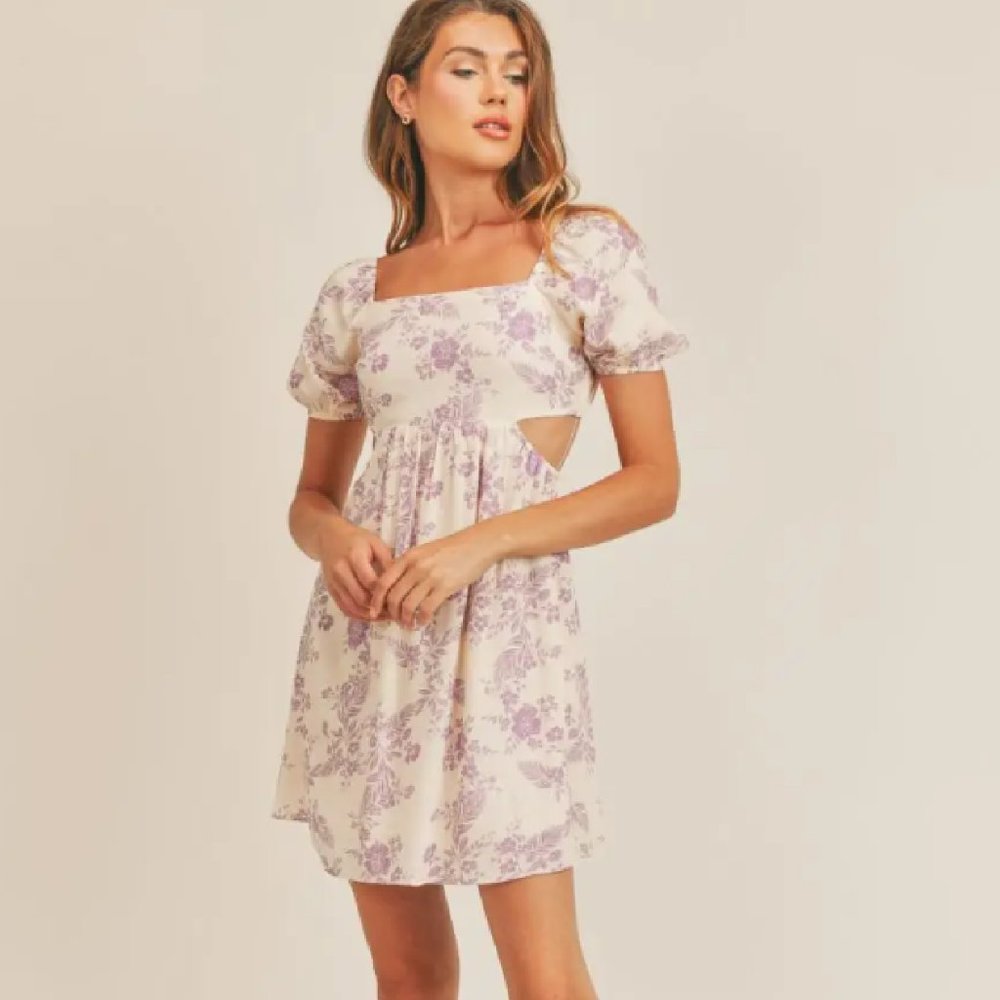 LADY FIORE CUTOUT DETAIL TIE BACK MINI DRESS